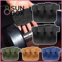 SUN BOX 1PCS/ 1 Pair หนังฟอกฝาด ครึ่งนิ้ว ฟิตเนส การฝึกอบรมการ ถุงมือยกน้ำหนัก แผ่นรองฝ่ามือ อุปกรณ์เสริมกีฬา ถุงมือออกกำลังกายในยิม