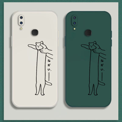 เคส Vivo X21 Case เคสซิลิโคนเหลวแมวขี้เกียจการ์ตูนน่ารัก Flocking ฝาครอบโทรศัพท์ป้องกัน