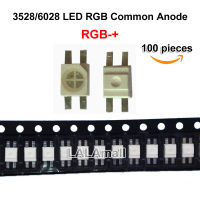 100pcs 3528 6028 RGB SMD LED 20mA 0.06W 4 Feet Light Emitting Diode for Mechanical Keyboard Lamp Beads Red Green Blue Colorful Common Anode 4Pin