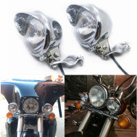 ZORBYZ 12V Chrome Fog Light ผ่าน Spot โคมไฟ Roll Cage Guard Bar Tube Mount cket Clamp สำหรับ Yamaha Suzuki Honda