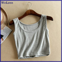 We[love] ฤดูร้อนสั้นด้านบนผู้หญิงแขนกุดถังแข็งสีดำ/สีขาว Crop Tops Vest Tube TOP