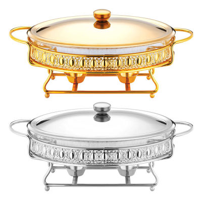 Stainless Steel Glass Serving Dish hot pot small chafing dish Food Warmer Buffet Luxury Golden Oval Ho Wedding Chafing Dish