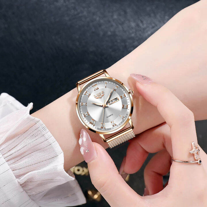 lige-women-watch-celet-quartz-clock-movement-simple-waterproof-rose-gold-stainless-steel-mesh-ladies-watches-relogio-feminino