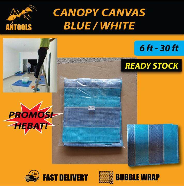 Canvas Canopy Blue White Tarpaulin 6ft 8ft 10ft 12ft 20ft Kaki Kaki