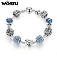 WOSTU Korean 4 Colors Silver LOVE FOREVER Amour Flowers Heart Charm Bracelet for Women DIY Jewelry Original Beads Bracelets Gift ZBB1455