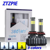 ZTZPIE 6000K 8000K 200W Car Light H8 H3 H7 H9 26000LM 9006HB4 9005HB3 H4 H11 h1 6six Led Headlight Bulb Super Bright Bulb