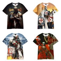 ใหม่อัศวิน Templar เสื้อยืด3D พิมพ์ผู้ชายสไตล์ลำลองฮิปฮอปแขนสั้นแฟชั่น TEE