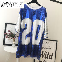 RYRYSTYLE เสื้อสวมหัวแฟชั่นคอกลมสำหรับผู้หญิง,เสื้อเสื้อยืดแบบหลวมเครื่องประดับอย่างยาวปานกลางทันสมัย