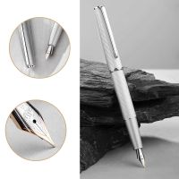 Hongdian A3ปากกาหมึกซึมโลหะอลูมิเนียมที่สวยงามเงิน-โกลเด้นปลายปากกา EFF 0.40.5มิลลิเมตรเขียนปากกาหมึกสำหรับสำนักงานธุรกิจ