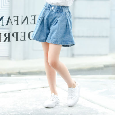 Summer Baby Girl Denim Shorts Fashion Korean Toddler Girl Clothes Solid Color Loose Pants Teenage School Girls Jeans Shorts