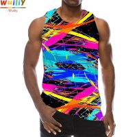 hot【DT】 Top Men Print Sleeveless Pattern Colorful Multicolor Painting Hip Hop