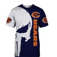 Orange black stitching roaring bear print casual tops Chicago mens fashion 3d Bears t-shirt