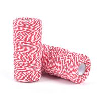 100m/Roll Cotton Bakers Twine String Cord Cotton Rope Cotton Cord Bottle Gift Box Decor Craft (Red White) 【hot】rfagyz