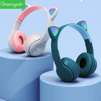 Greenyeah 5.0บลูทูธไร้สายหูฟังบลูทูธหูแมวการ์ตูนน่ารักพร้อมไมค์สัญญาณสเตอริโอมากกว่าหูเสียงเบสแบบพกพาสำหรับเด็กผู้หญิงหูฟังสเตอริโอ