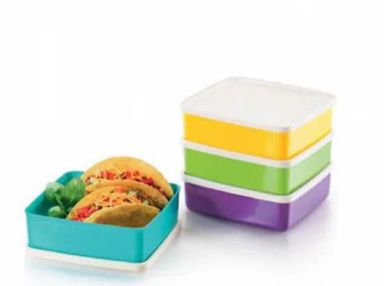 4x Tupperware Large Square-A-Way 680ml Food Container BPA-Free