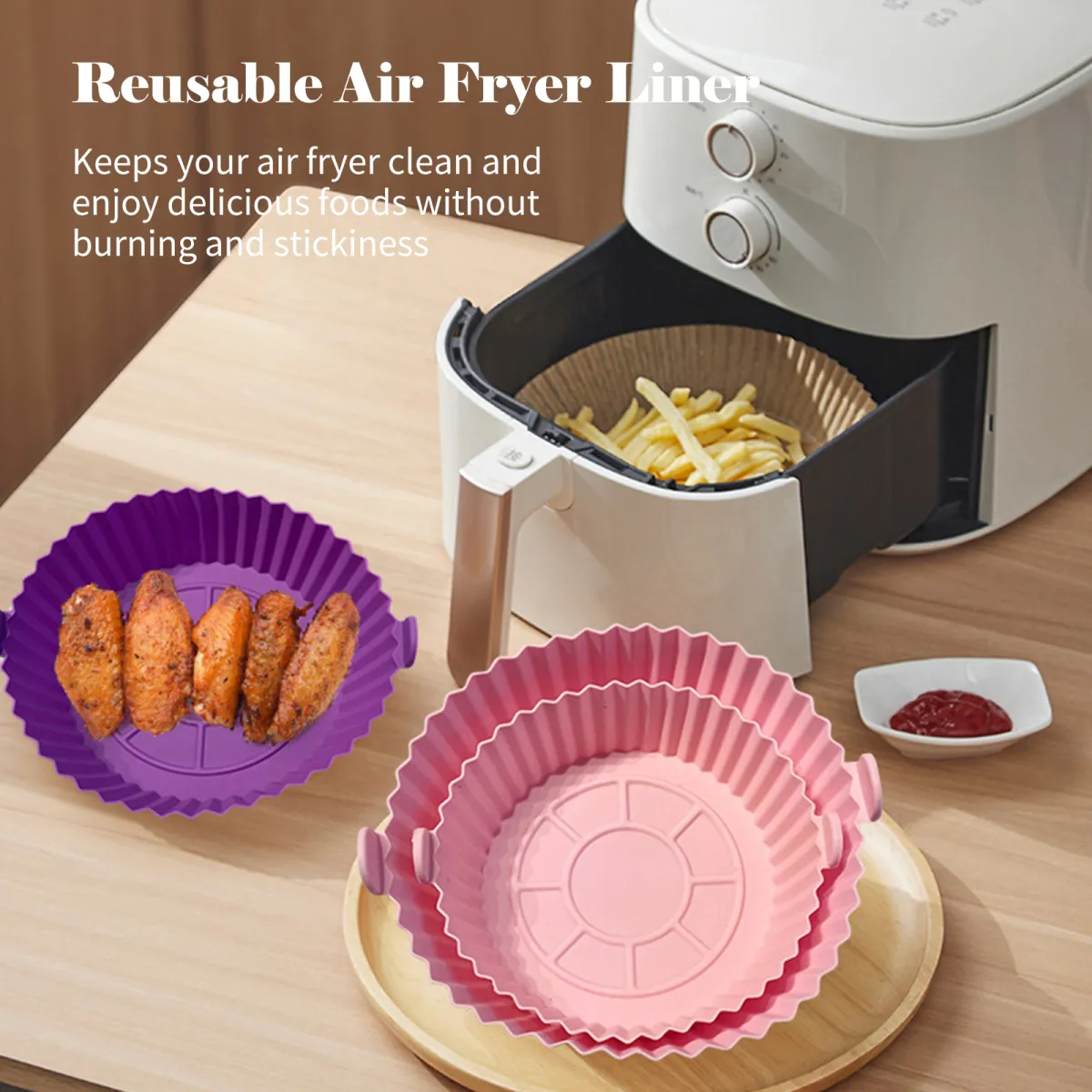 Ebf Home Silicone Air Fryer Liners, 4pcs Airfryer Liners Silicone