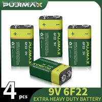 xphb22 PUJIMAX 4 Pcs 9V Carbon Battery Dry 6F22 Extra Heavy Duty Single Use Batteries For Multimeter Wireless Microphone Doorbell Safe