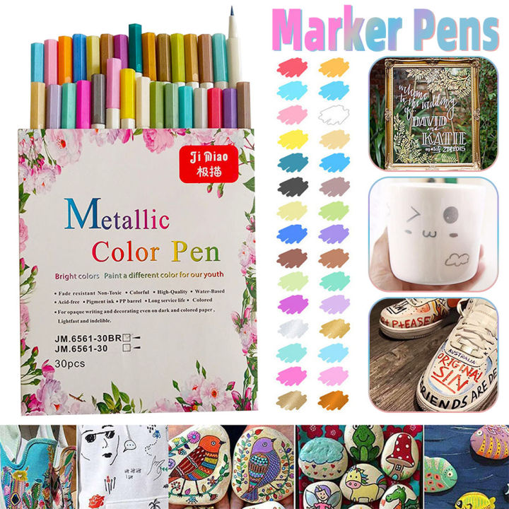 122030ชิ้นสีศิลปะสีเครื่องหมายปากกาอะคริลิชุดสำหรับหินแก้วโลหะผ้าผ้าใบ-diy-อัลบั้มกระดาษวาดอุปกรณ์การเรียน