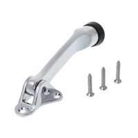 ❍卍☑ Zinc Alloy Satin Chrome Lever Door Stopper With Rubber Feet Mounted Holder