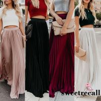 COD DSFERTGERRYYY Fashion Women High Waist Chiffon Flared Pleated Long