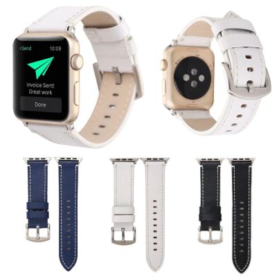 ✐ สายหนังแท้ Litchi สำหรับ Apple Watch Series 3 2 1 เข็มขัดแบบหัวเข็มขัดคลาสสิกสำหรับสายรัดข้อมือ iWatch 42mm 38mm