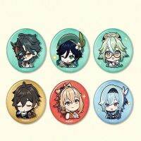 Genshin Impact Official Q Version Emoticon Pack Badge Eula Yoimiya Zhongli Sugar Venti Xiao Anime Accessories Halloween Props Fashion Brooches Pins