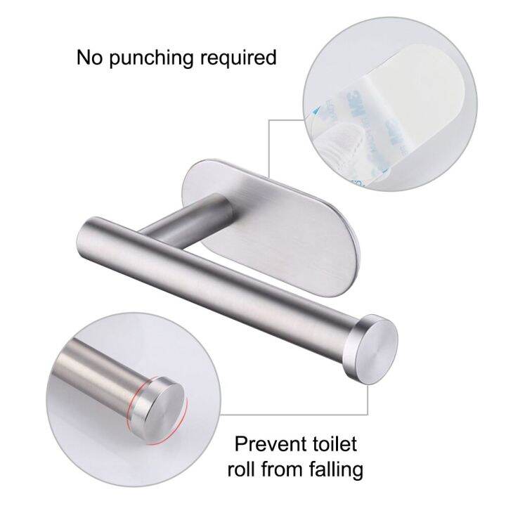 Self Adhesive Toilet Paper Towel Holder Stainless Steel Wall Mount No