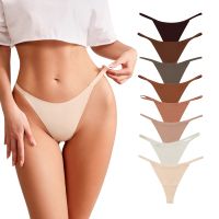 【CW】 New Silk Panties Seamless Cotton Female T back G string Thong Woman