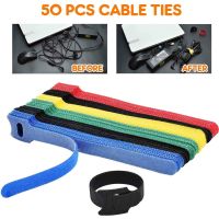 50pcs 12mm Reusable Strap Organizer Cable Cord Wire Wrap Tie Tidy Straps Adjustable Cable Organizer Cable Management