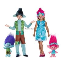 Children Halloween Cosplay Dress for Girls Trolls Bobbi Frank Cosplay Costumes Kids Carnival Party Cosplay Clothes with Wig