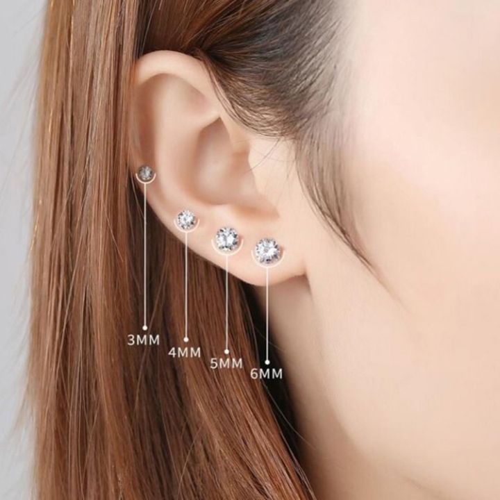 xiaoboacc-เข็มเงิน-925-แฟชั่นเกาหลีต่างหูเพทายหกกรงเล็บปลอดสารก่อภูมิแพ้-ต่างหูกระดูกหู