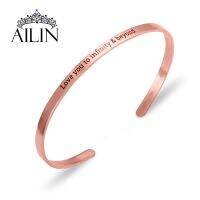 AILIN 18K Gold Plated Custom Bracelet Women Engraving Nameplate Name Bracelet Personalized Cuff Bangle Customized Jewelry Gifts