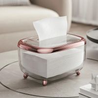 High-Grade Light Luxury Simple Transparent Tissue Box Household Living Room Pumping Paper Box Napkin Storage Box Tissue Holders