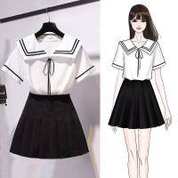 COD IOED95 Summer Preppy Style Suit Small Fresh Female Short Skirt Student Fashionable Western Navy