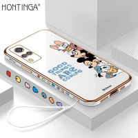 Hontinga ปลอกเคสสำหรับ Vivo Y31 2021/Y51 2020/Y51A 2021/Y53S 4G เคสการ์ตูน (Disney) ตัวละครหรูหราชุบโครเมี่ยม Soft TPU สแควร์โทรศัพท์กรณีเต็มปกกล้องป้องกันกรณียางป้องกัน Gores สำหรับสาวๆ