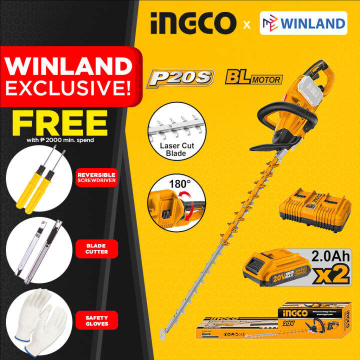 INGCO by Winland 20V LithiumIon Cordless Hedge Trimmer CHTLI20018