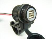 Dual USB socket for motorbikes 12-24V, for 22 mm / 25 mm handlebar 030-0029 By Touratech