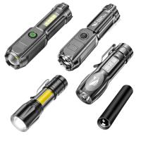 Mini Flashlight escopic Zoom Strong Light Torch Lamp Waterproof Rechargeable Outdoor Camping Light Portable Lighting