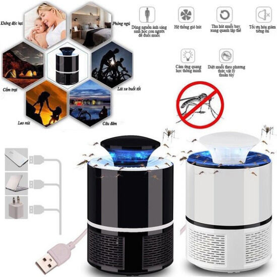 M free ship hcmđèn bắt muỗi an toàn nhà có trẻ em cổng usb hình nấm nụ hoa - ảnh sản phẩm 8