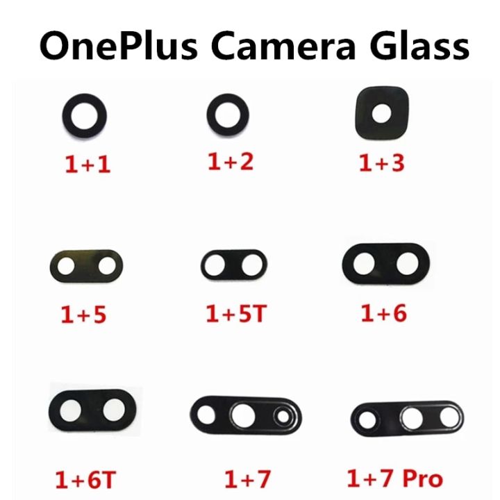 2ชิ้น/ล็อตฝาครอบด้านหลังกระจกกล้องถ่ายรูปสำหรับ Oneplus 3 3T 5 5T 6T 6T A3000 1+ 7 Pro พร้อมอะไหล่สติ๊กเกอร์กาวติด