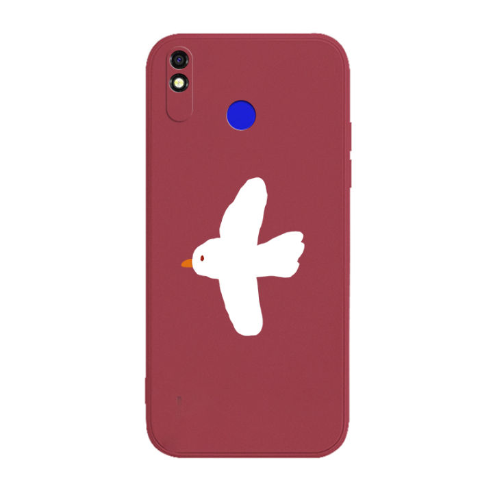 เคส-tecno-pop-3-plus-เคสซิลิโคนเหลว-ฝาครอบป้องกันนกการ์ตูน-flocking