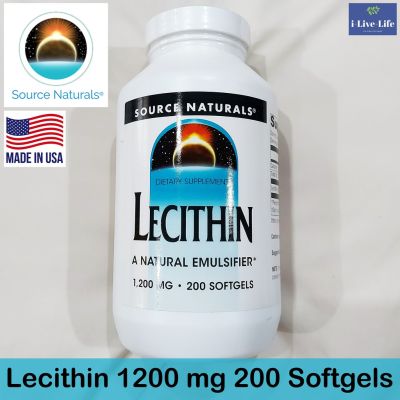 เลซิตินจากถั่วเหลือง Lecithin 1200 mg 200 Softgels - Source Naturals