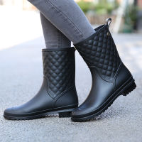 New Leisure rain boots women Low-Heeled Round Toe Shoes Waterproof Middle Tube Rain Boots chaussures femmes 2019