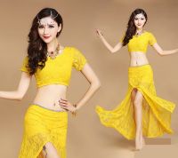 hot【DT】 Belly Costume Set Cropped Top Skirt for Dancing Bellydance Wear