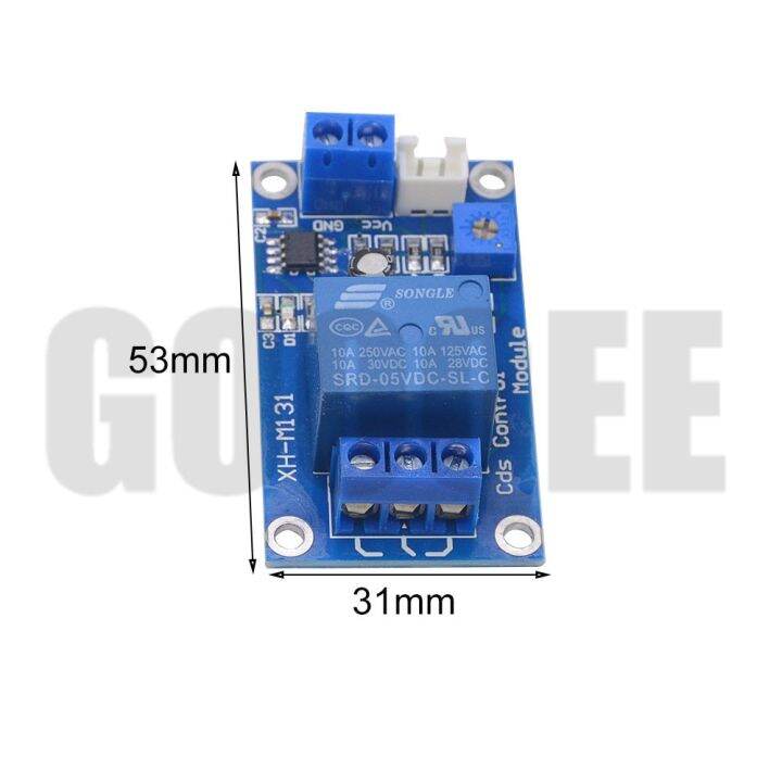 โมดูลรีเลย์แหล่งรับแสงสวิตช์ควบคุมไฟ-dc-5v-12v-10a-xh-m131โมดูลควบคุมอัตโนมัติความสว่างเซ็นเซอร์ตรวจจับ