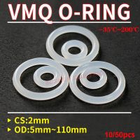 10/50 Buah VMQ Cincin Silikon Putih Paking CS 2Mm OD 5 110Mm Makanan Kelas Tahan Air Mesin Cuci Karet Silikon Paking Karet O-ring