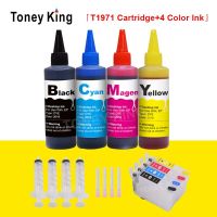 Toney King ตลับหมึกรีฟิล T1971สำหรับ Epson Expression聽 Xp-101 201 211 401 204 104เครื่องพิมพ์4สี100มล. ขวดหมึกย้อม