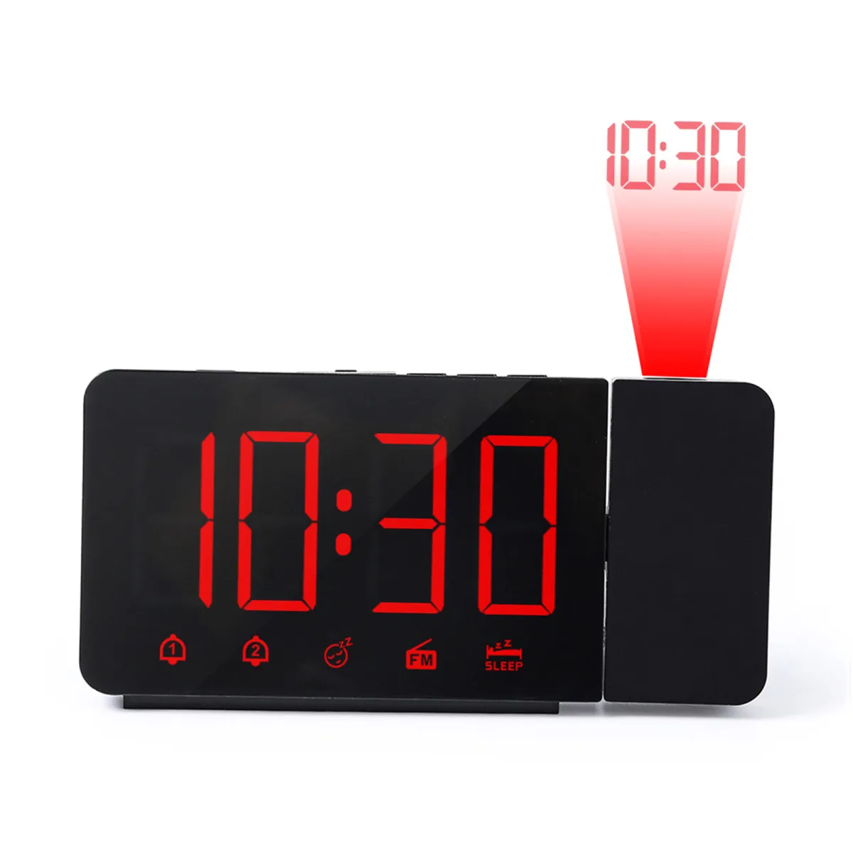 Projection Alarm Clock 180°Projector with FM Radio Snooze Function 4 Dimmer  Dual Alarm USB Charging Digital Clock 12H/24H for Bedrooms 