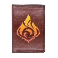 [ความหรูหรา] Genshin Impact Fire Symbol Passport Cover Men Women Leather Slim ID Card Travel Holder Pocket Wallet Purse Money Case