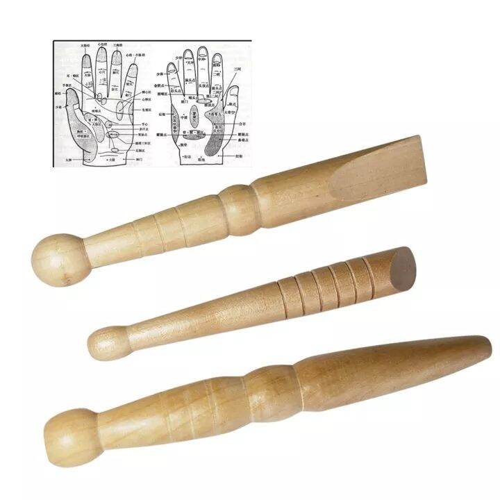 3pcs Wooden Massage Roller Stick Anti Cellulite Acupoint Guasha Board
